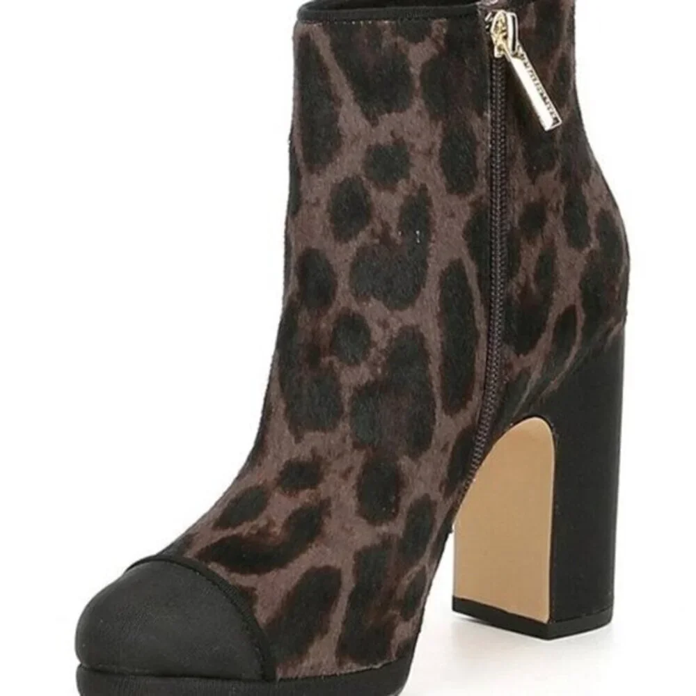 KARL LAGERFELD‎ Lainey Leopard Haircalf Heel Boots Womens 7.5